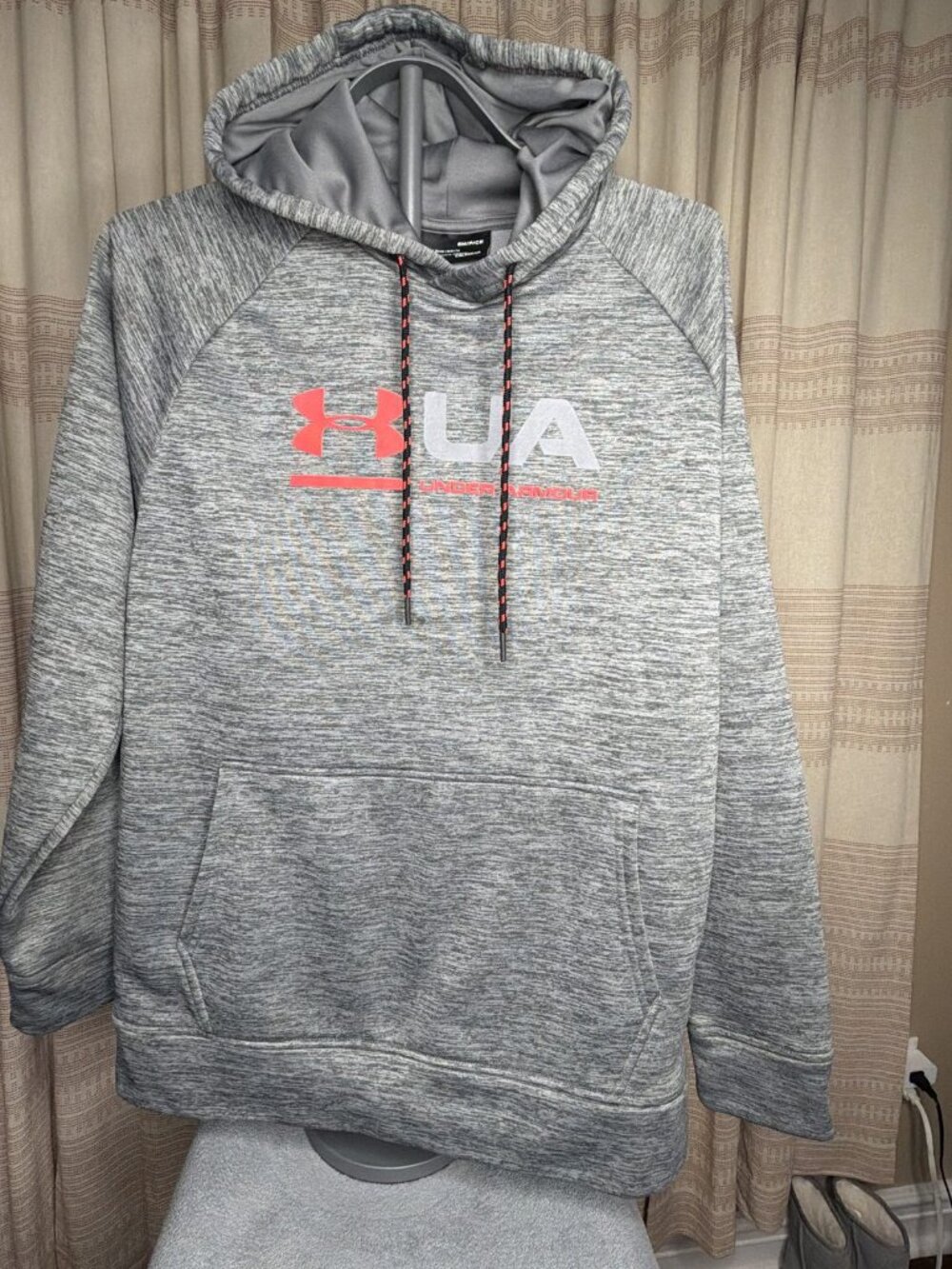 Under Armour ColdGear Men's SM Gray Ombre Logo Pullover Hoodie Loose Fit